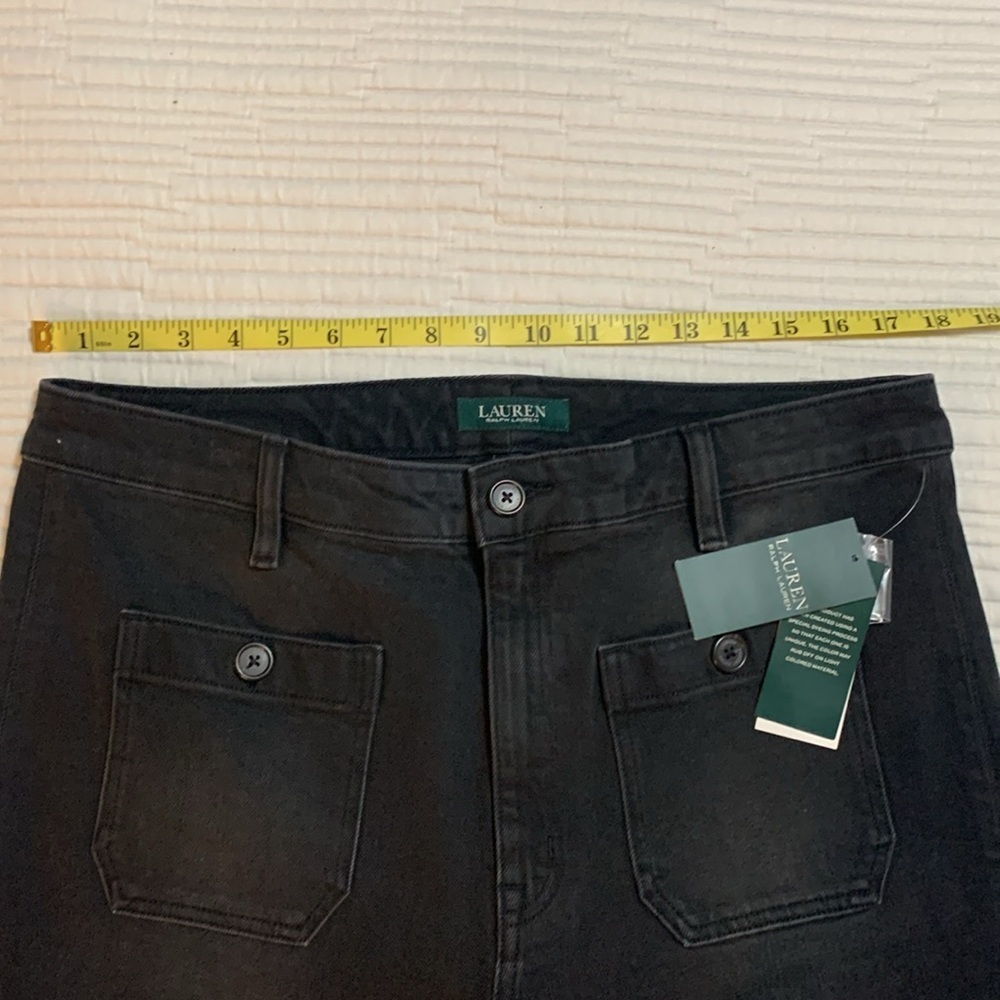 Lauren Ralph Lauren Women Cropped Straight Wide Leg Stretch Jeans 16 Black - Picture 12 of 14